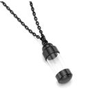 Zysta Personalized Engraving Acrylic Cylinder Urn Necklaces for Ashes Clear Glass Tube Vial Creamation Necklace Custom Ash Urns Locket Pendant Keepsake Memorial Jewelry, Stainless Steel, No Gemstone