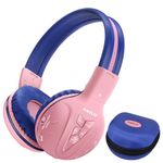 SIMOLIO Bluetooth Kids Headphones Volume Limited,Kids Safe Headphone with Share Jack, Wireless Headphones for Kids, Bluetooth Kids Headsets for iPad/iPhone/Kindle/Tablets/Car and Gift for Girls (Pink)