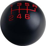 DEWHEL Black/Red Inlay Sphere 6 Speed Classic Manual Shift Knob Shifter Stick 200 Grams Weighted Aluminum 3/8-16 Compatible with Hurst Chrome Shifter Sticks