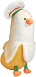 PEACH CAT Cute Banana Duck Stuffed Animal Long Banana Chef Duck Plush Pillow for Girls and Boys White 27.5"