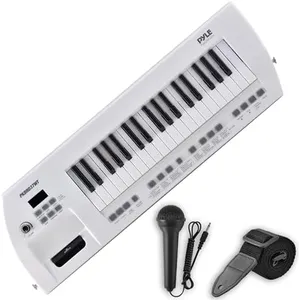 PYLE Electric Piano, Electric Keyboard Piano, Music Keyboard - 37 Keys, Built-in Stereo Speakers, Wired Microphone, Portable Design, 200 Tones, 200 Rhythms, 50 Demos Included