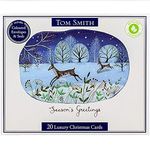 Tom Smith - Luxury Boxed Winter Scene - Christmas Cards Multipack, Traditional Winter Scene Featuring Reindeer - Christmas Card, Envelopes & Seal Sticker Set - Plastic Free Card Box With 20 Cards