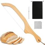 Bread Bow Knife for Homemade Bread, 15.7 Inch Stainless Steel Serrated Bread Slicer with Wooden Handle Multi-Purpose Bread Saw Cutter for Cutting Bakery Bagel Making Tool,Baguette-Premium Kitchen Gift