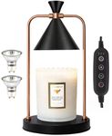 RAINBEAN Candle Warmer Lamp with Timer & Dimmer Electric Candle Lamp for Jar Candles Home Decor Vintage Gifts for Mother Women (Metal, Black)