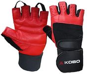 Kobo Leather Gym Gloves Hand Protector for Fitness Weight Lifting (Imported)