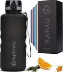 Hydracy Water Bottle with Time Marker - Large 2 Litre BPA Free Bottle & No Sweat Sleeve - Leak Proof Gym Bottle with Fruit Infuser Strainer & Times to Drink - Ideal for Fitness, Sports & Outdoors