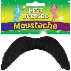 Black Fake Moustache - Disco, 118, Mexican, Mario - Fancy Dress Accessory by Henbrandt