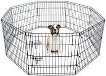 Doggy Style 8 Panel Playpen Suitable for Dogs Puppies Cats & Rabbits Foldable Ideal for Indoor/Outdoor use Puppy Play Pen (Small, 8 Panel Light/Lge Door/Black)