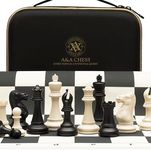 A&A Tournament Chess Set / 20'' x 20'' Foldable Silicone Chess Board / 3.75'' King Height Plastic Quadruple Weighted Classic Staunton Pieces/Storage Bag