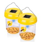 AXIOMORA Wasp Traps Outdoor Hanging - 2 Pack Wasp Killer Solar Powered - Yellow Jacket Trap - Portable Waterproof Wasp and Hornet Trap Bee Trap