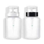 BANIRA Plastic Pack Of 2 Push Down Empty Lockable Pump Dispenser Bottle For Nail Polish And Makeup Remover 200ML