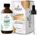 KRIAA Goodness Peppermint Essential Oil 4oz with Dropper - Pure & Organic Aromatherapy for Diffuser, Spray, Soap, Massage, Candles, Body Wash, Shower Steamers, and Multi-Use Fragrance Huile Essentielle