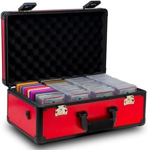 Hobby Defense Graded Card Case, 4 Row Graded Card Storage Box, Trading Card Case, PSA Card Cases for Sports Cards Case, BGS PSA Slab For Graded Cards, Card Carrying Case (Red)