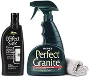 HOPE'S Perfect Sink Cleaner and Polish, 8.5 Fl Oz, and Perfect Granite and Marble Countertop Cleaner with Microfiber Cloth, 22 Fl Oz, Bundle