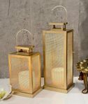 W A Handicrafts Set Of 2 Iron Lantern And Candle Tealight Holder For Home Decor I Candles For Home Decor I Candle Holders For Home Decor I Gold Lantern