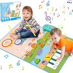 ACELIFE Musical Toys for Toddlers, 3 in 1 Baby Girl Toys Piano & Drum Mat Animal Touch Play Blanket with 2 Sticks, Educational Toys Baby Birthday Gifts, for 3+ Year Old Boys