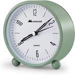 Kadio Alarm Clock.Mensent 4 inch Round Silent Analog Alarm Clock Non Ticking,with Night Light, Battery Powered Super Silent Alarm Clock, Simple Design Beside/Desk Alarm Clock (Green)