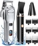 oneisall Dog Clippers and Dog Paw Trimmer 2 in 1 Kit Professional for Thick Hair, Low Noise Cordless Dog Grooming Kit with Stainless Steel Blade, Pet Shaver Trimmer for Dogs Cats, Waterproof