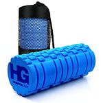 HOMEGALLEY Grid Foam Roller for Exercise High Density EVA Yoga Foam Roller for Deep Tissue Massage, Leg Muscles and Back Pain Relief, Self Myofascial Release Roller - 32 Cm Blue