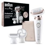 Braun Silk-Epil 9 Flex 9-060, Flexible Head for Easier Hair Removal, Anti-Slip Grip and Pressure Control for Effortless Hair Removal, Deep Body Exfoliation Brush, Pouch Epilator for Women