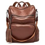 CLUCI Backpack Purse for Women Fashion Leather Designer Travel Large Ladies Shoulder Bags with Tassel Brown