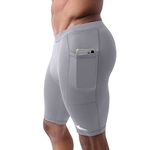 CompressionZ Men's Compression Shorts with Pockets - Performance Sport Spandex Compression Underwear 8"