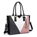 Miss Lulu Leather Look V-Shape Shoulder Handbag Lightweight Medium Tote Bag Handbags for Women