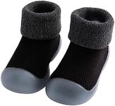 FABRST Warm Baby Sock Shoes Infant Boys Girls Non Slip Floor Slipper for Toddler First Walking(Black,13.5)