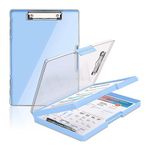 oddpod™ Heavy-Duty A4 Side-Opening Clip Pad with Clear Visible Top Panel/Clipboard with Dual Storage Case for Paper and Document Storage 1246 (Blue)