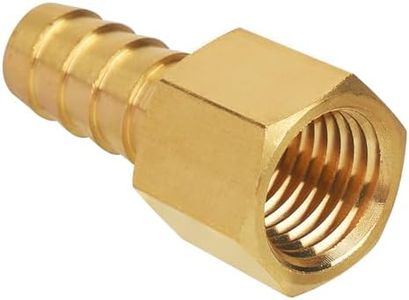 JUWO 3/8" Barb x 1/2" NPT Female Pipe, Brass Hose Barb Fitting for Air, Gas, Fuel, Oil (1-Pack)
