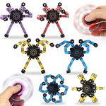 Transformer Chain Robot Fidget Spinner Toy 6 Pack, DIY Deformation Mechanical Spinners Twister Fingertip Gyro for Kids Adults Stress Relief, Novely Funny Hand Spinner Sensory Toys