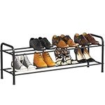 FANHAO 2-Tier Shoe Rack, 100% Stainless Steel Shoe Storage Organizer, Stackable 8-Pair Storage Shelf for Bedroom, Closet, Entryway, Dorm Room, 80 x 26 x 33.5cm (Matte Black)