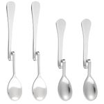 VEIREN 4 Pieces Hanging Coffee Spoons Stainless Steel Stirring Scoop with Curved Handle for Tea Coffee Cake Dessert Beverage Milk Jam Honey Milkshake Portable Home Kitchen Bar Party Cafe, Mixed