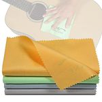 Hricane 4-Pack 12"x12" Guitar Cloths Ultrafine fiber suede Plush Polishing Cloths for Musical Instruments Premium Polishing & Cleaning Cloths for Guitar Violin Piano Clarinet Trumpet Sax Universal