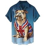 maxToonrain Hawaiian Shirts for Men Green,Shiteshirts Men Short Sleeved Adult T Shirts Funny Floral Button Down Printing Hawaiian Fancy Dress Shirt Tops for Mens(Dog Navy，M)