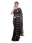 SIRIL Women's Sequence Embroidery Georgette Saree with Unstitched Blouse Piece, Black, One Size
