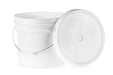 3.5 Gallon White Plastic Bucket & Lid - Durable 90 Mil All Purpose Pail - Food Grade - Contains No BPA Plastic - Recyclable - 5 pack