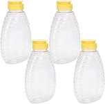 4Pcs Honey Squeeze Bottles Honey Container Refill Empty Honey Container for Honey Storing Dispensing Bottle Nice and Professional