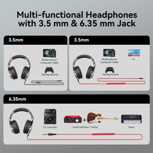 OneOdio Over Ear Studio Headphones – Wired DJ Monitor, Black