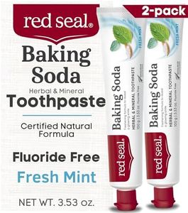 Red Seal Baking Soda Toothpaste - Fluoride-Free Herbal & Mineral Formula, Vegan-Friendly, Cruelty-Free, SLS and Paraben-Free, No Artificial Flavors, NATRUE Certified Natural, Dry Mouth Relief (2 Pack)
