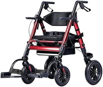 Ambliss 2-in-1 Rollator Walker Transport Chair – Heavy Duty 450 lbs Rolling Walkers with Seat for Seniors, 10" Rear & 8" Front All Terrain Wheels, Adjustable Height, Folding Mobility Aid for Adults