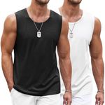 COOFANDY Mens Soft Sleeveless Bodybuilding T Shirts Cut Off Workout Muscle Casual Tank Top, XX-Large BlackWhite