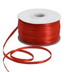 1/8 Inch x 200 Yards Red Thin Solid Satin Ribbon Giant Spool Double Face Woven Polyester Fabric Ribbons for Crafts Hanging Tags Invitation Card Balloons Bouquet Hair Gift Wrapping Party Decoration