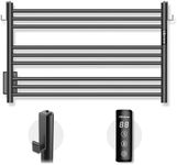 K&KALONZO Towel Warmer for Bathroom, Wall-Mounted 9-Bar Heated Towel Rack with Built-in Timer, Waterproof Electric Towel Heater, Support Plug-in and Hardwired, Matte Black, EL13M