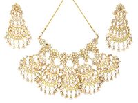 Karatcart Women's Kundan and Pearls Studded Layered Bridal Set