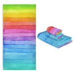 Blueangle Rainbow Striped Towel Set of 3,Soft Towels Bathroom Sets, 1 Bath Towel 30x60 inch, 1 Hand Towel 16x28 inch & 1 Washcloth 13x13 inch