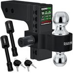 Rhino USA Adjustable Trailer Hitch (2.5-Inch Receiver) - Heavy Duty Aluminum Tow Hitches with 6-Inch Drop/Rise for Truck (18,500 LBS GTW) - Weatherproof Double Anti-Theft Locking Hitch Pins (Black)