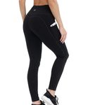 ALONG FIT Leggings for Women with Pockets Pantalon Femme Tights Yoga Pants Buttery Soft Workout 4 Way Stretch (Black, M)