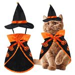 Halloween Pet Costume Cat Wizard Costume Funny Wizard Cat Clothes Cloak and Wizard Hat for Small Dogs Cats Outfits, Pet Halloween Costumes Cape with Wizard Hat Dog Cat Halloween Apparels