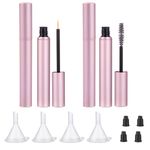 4PK 4ML Mascara Tube Empty and Wand Eyelash Cream Container Bottle 7ml Transparent Empty Mascara and Eyeliner Tubes with Rubber Inserts and Funnels Set for Castor Oil DIY Mascara（Rose Gold）